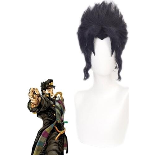 Anime Jojos Bizarre Adventure Kujo Jotaro Cosplay Wig Short Blue Black Heat Resistant Hair Kuujou Joutarou Costume Wig