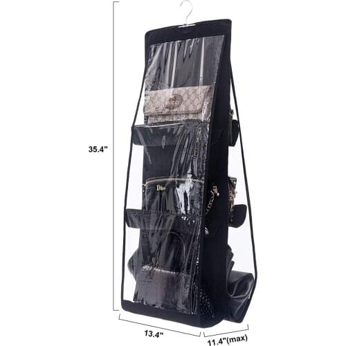 Hanging Handbag Purse Organizer for 6 Pockets Dust Proof Storage Holder Bag Wardrobe Closet Space Saving Organizers Washable