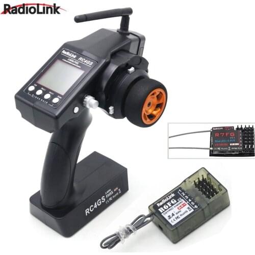 RadioLink RC4GS 2.4G 4CH Car Controller Transmitter+R6FG/R7FG Gyro Inside Receiver for RC Car Boat 400M Control Range