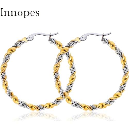 Boho Helix Chain Hoop Earrings Stainless Steel Gothic Earrings 2020 Tren Jewelry For Women Ear Rings For Girls Minimalist