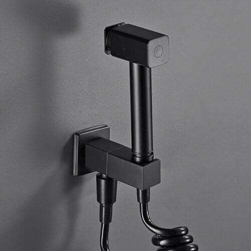 Toilet Bidet Faucets Black Brass Single Cold Bathroom Toilet Shower Blow-fed Spray Gun Nozzle Bathroom Bidet Faucet Bidet Taps