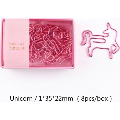 8pcs paper clip bookmark creative cute cartoon animal unicorn clip special-shaped paper clip