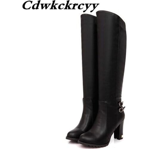 Winter Europe America New pattern High cylinder Women Boots fashion Round head Side zipper Nightclub sexy High heel boots 34-43