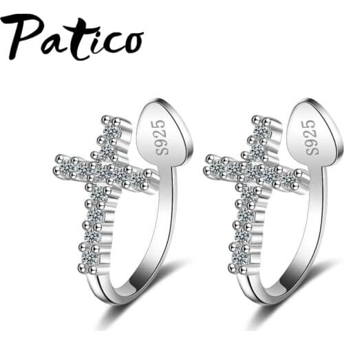 Fast Shipping Women Fashion Clip Earrings For Women Genuine 925 Sterling Silver Cubic Zirconia Earrings Anniversary Gift
