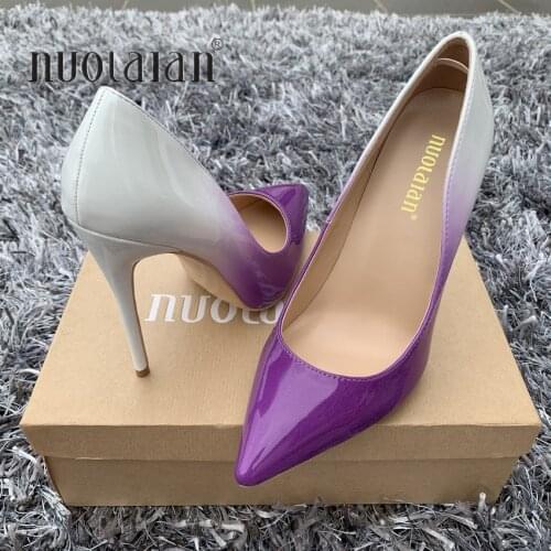 2019 Brand fashion Women Shoes Patent Leather Woman Shoes Sexy Stilettos Ladies High Heels 12cm/10cm/8cm Pointed Toe Women Pumps