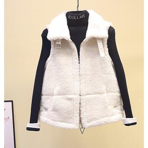 Lamb hair waistcoat jacket female 2021 autumn winter new fashion fur one plus velvet outer wear loose vest vest coat women s269