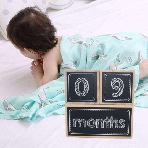 1 Set Baby Milestone Memorial Monthly Wooden Block Photography Month Sticke B36E