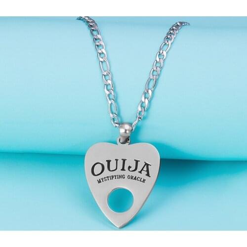 1pc Heart Pendant Necklace Ouija Board Wood Choker Punk Chain for Women Men Fashion Vintage Jewelry Accessories Gift Wholesale