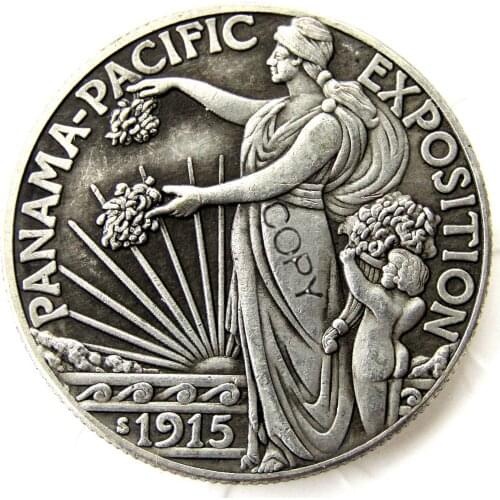 1915-S Panama Commemorative Half Dollar Silver Plated Copy Coin