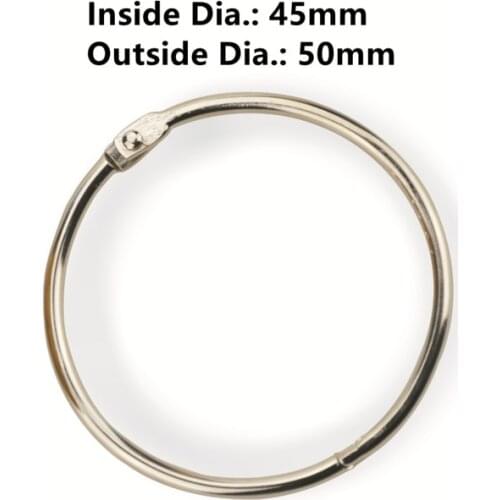 20pcs/Lot 45mmMetal Loose Leaf Book Binder Hinged Rings Keychain Album Ring Scrapbook Binders Craft Photo Album Split