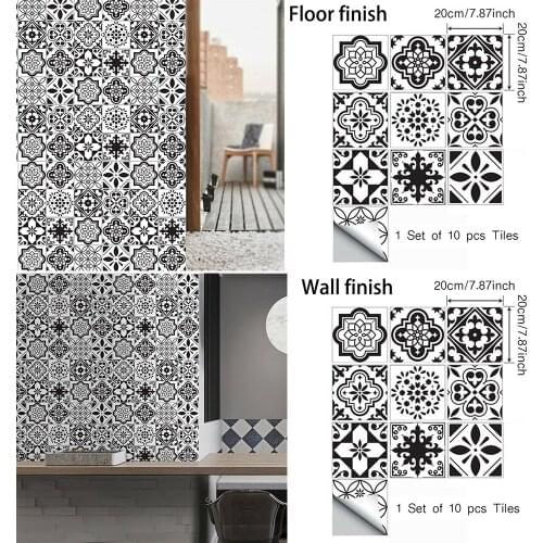 10pcs Moroccan Wall Floor Tile Stickers Bathroom Kitchen Decor Room Decoration Nursery Room Wall Decal Stickers