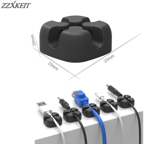 5Pcs Square Silicone Cable Clips Desktop Wire Organizer Earphone Cable Fixer Mouse Cord Holder Protector Cable Winder