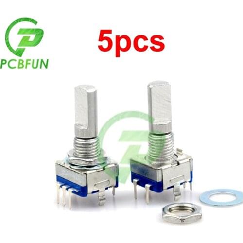 5pcs Plum Handle 20mm Rotary Encoder Coding Switch EC11 Digital Potentiometer with Switch 5 Pin Operating Life 30000 Times