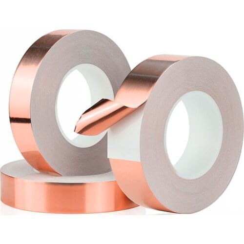 50M Single Surface Conductive Copper Foil Tape Pure Copper Radiation Protection High Temperature Resistant Copper Foil Tape