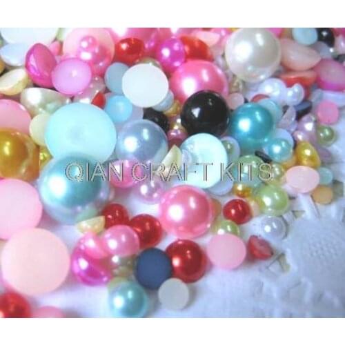 5000pcs Colorful Pearlized Pearl half Round plastic rhinestones resin acrylic cabochons (3-12mm) For DIY decor
