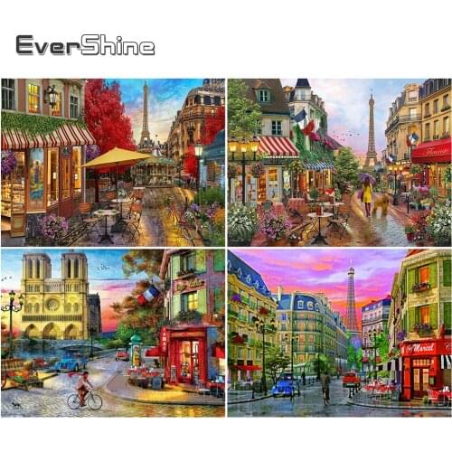 EverShine Diamond Embroidery Scenic Diamond Painting Town Mosaic Picture Of Rhinestones Street DIY Full Square Home Decor