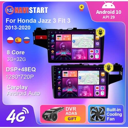 For Honda Jazz 3 Fit 3 2013 2014 2015 2016 2020 Car Radio Multimedia Player Navigation Car Android Auto Carplay 2din Android 10