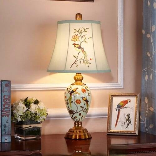 Free Shipping Ceramic Table Lamp Bedside Lamp For Living Room Creative Country Home Wedding Romantic and Cozy Bedroom Desk Lamp