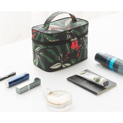 Floral Pattern Large Capacity Cosmetic Storage Bag Tote Toiletry Bag Portable Travel Makeup Organizer Container Wash Bag
