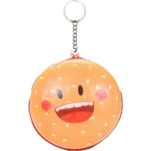 Design Kawaii Cartoon Hamburger Slow Rising Cream Scented Keychain Stress Relief Toys Bag Accessory Holiday Gift Delicate