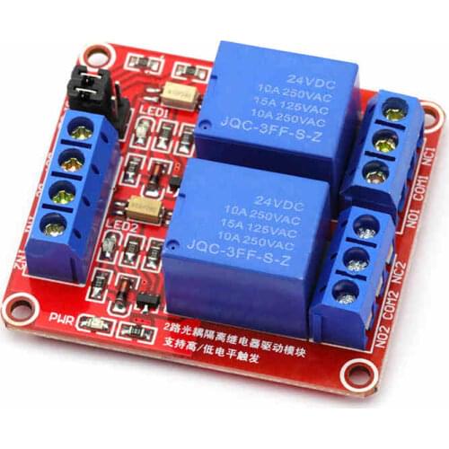2-way relay module with optocoupler isolation Support high and low level trigger 24V two way