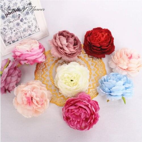 European 3 head artificial peony flower heads simulation DIY wedding flower wall prop decor fake flower foreign rose