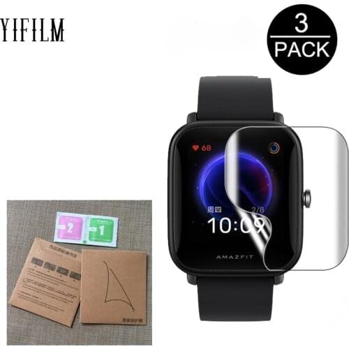 3Pcs Soft TPU Hydrogel Film For Huami Amazfit Bip U Pro GPS Smartwatch Screen Protector HD Clear Anti-Scratch Film Not Glass