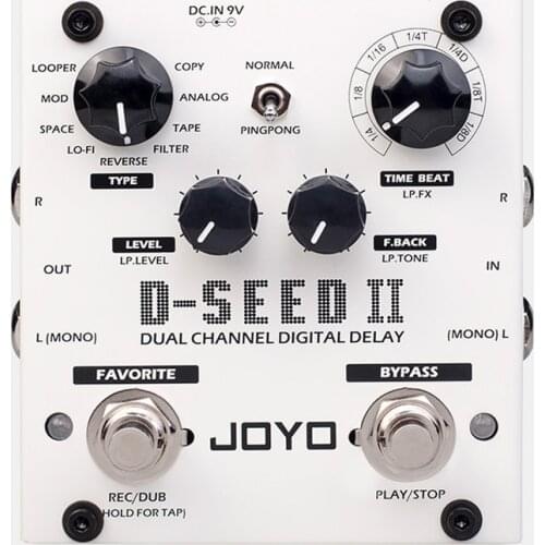 JOYO D-SEED II Stereo PingPong Effect Guitar Pedal Delay Looper Function Tape Recording Simulation Copy Analog Reverse Effects