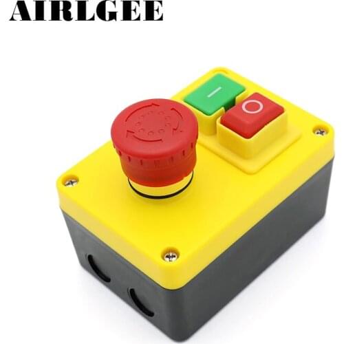 KJD17D-2 Electromagnetic Switch W Box 16A 250V ON/OFF Push Button Switch For Machine Tool Equipment with Emergency stop function