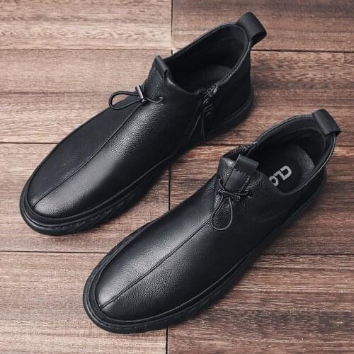 Dress moccasins BOOTS boty men mens ANKLE chelsea for casual leather sapato Moccasins MEN top Winter genuine cuero work boots