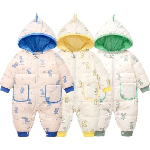 2021 New Winter Baby Romper Down Childrens Clothing Set Infant Bodysuit Dinosaur Boy Girls Snowsuit Coat Jumpsuit for Newborn