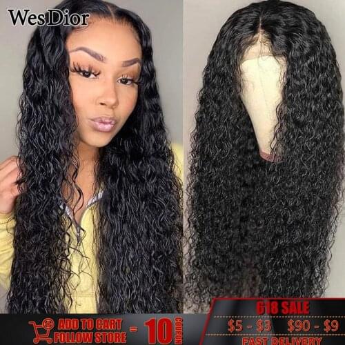 Kinky Curly Lace Wigs Human Hair Brazilian Curly Human Hair Wigs With Baby Hair Pre-Plucked T Part Human Hair Wig For Women Remy