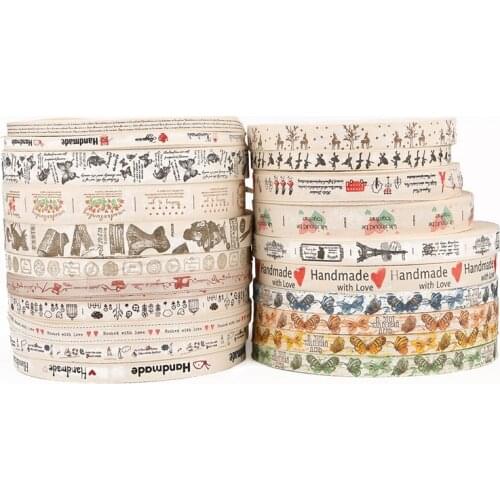 Handmade Printed Cotton Ribbon Beautiful Letter Pattern Ribbons DIY Sewing & Packing Accessories Jewelry Accessories Decoration