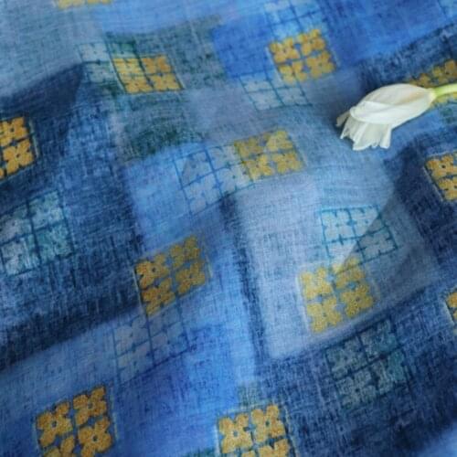 LYY High Quality Natural 100% Pure Ramie Cloth Printed Fabric For Dresses Robe Summer Thin DIY Handmade Sewing Designer