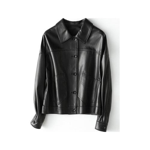 2020 Women Spring Genuine Real Sheep Leather Jacket H9