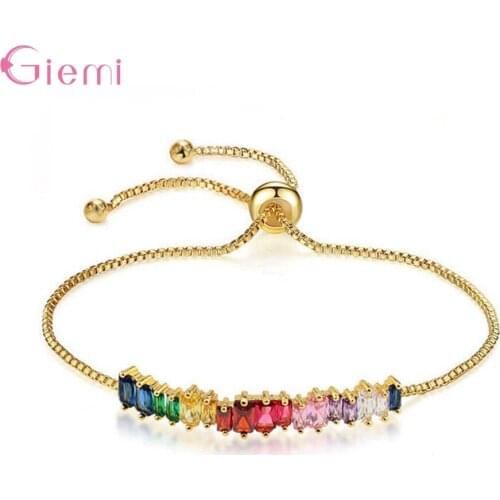 Fashion Elegant 925 Sterling Silver Cubic Zircon Charm Bracelet Bangle for Women Girl Wedding Jewelry Party Bracelet Bijoux