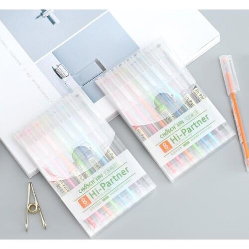 8 color hi-partner gel pen set 0.5mm for wrting tools drawing art Stationery Office School supplies EB559