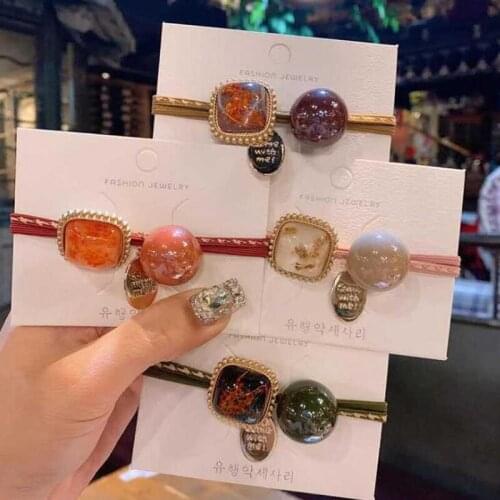 New women girls vintage amber high stretch rubber band hair tie hair band ponytail holder fashion hair accessories