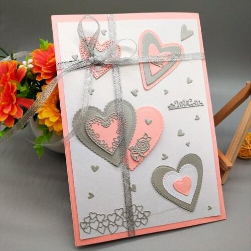 New Metal Cutting Dies Heart Sets New Stencils For DIY Scrapbooking Paper Cards Craft Making Craft 11.4*14.3mm