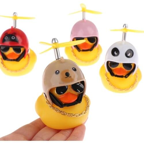 New Cute Car Bicycle Decorate Lovely Small Yellow Duck Helmet Sunglasses Outdoor Sports Car Ornaments Room Decoration