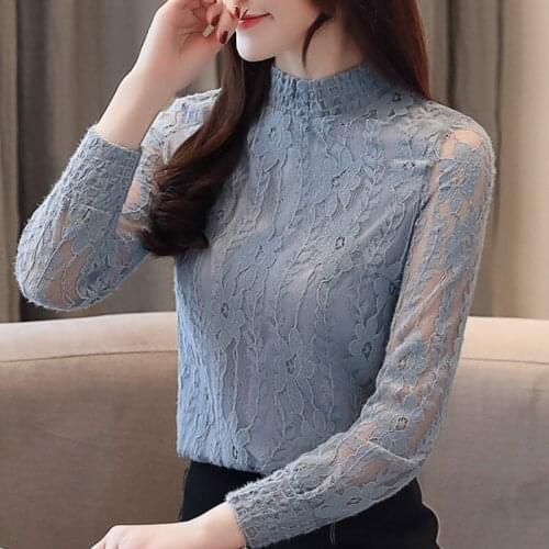 Autumn Long Sleeve Lace Blouse Women Shirts Blusas Mujer De Moda 2021 Hollow Lace Blouse Women Tops Womens Tops And Blouses B636