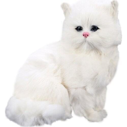 Realistic Cute Simulation Stuffed Plush White Persian Cats Toys Cat Dolls Table Decor Kids Boys Girls
