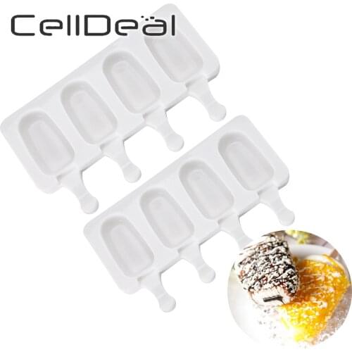 Silicone Ice Cream Mould 4/8 Hole Food Ice Cube Tray Popsicle Barrel DIY Mold Homemade Dessert Frozen Ice Cream Maker Mould