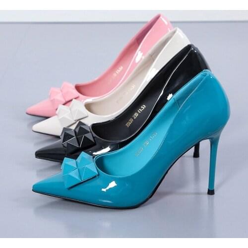 Rimocy Candy Color High Heels Sexy Stiletto Women Pumps 2021 Patent Leather Pointed Toe Shoes Woman Elegant Party Banquet Shoes