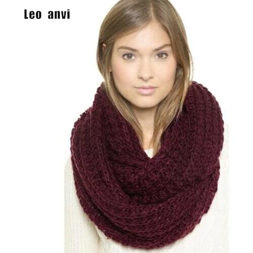 Leo anvi crochet scarf infinity thick winter scarves women fashion Keep warm colorful unisex pattern tube ring scarf men
