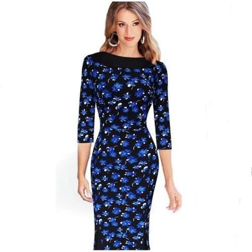 Womens Elegant Vintage Floral Crochet Charming Pinup Casual Work Office Party Evening Sheath Bodycon Pencil Dress