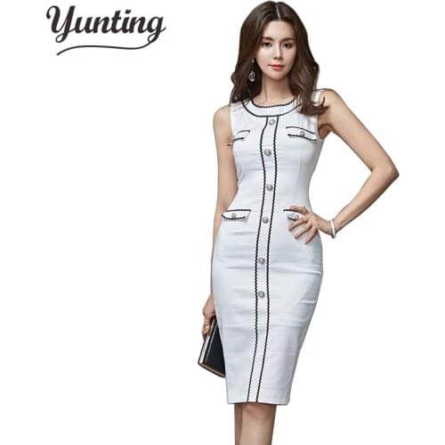 2020 Sleeveless Sheath Pencil Dress Women Summer Elegant Bodycon Dresses OL Vestidos