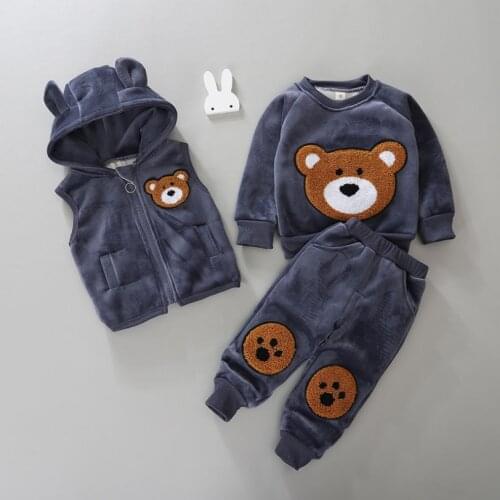 Baby boys/girls winter hoodies clothing sets kids thick warm velvet clothes sets sport suit for children boys fleece tracksuit