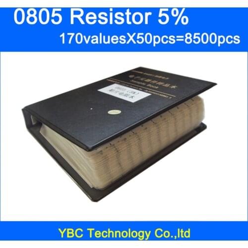 0805 SMD Resistor Sample Book 5% Tolerance 170valuesx50pcs=8500pcs Resistor Kit 0R~10M