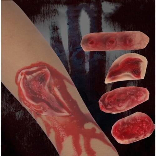 1PCs 3D Halloween Zombie Scars Tattoos Fake Scab Bloody Makeup Wound Scary Blood Injury Sticker Halloween Party Decoration